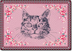 Cartoon Animal Pattern Area Rug Cute Cat Luxury Floral Decor for Carpet Farmhouse Bedroom Living Room Rugs Bathroom Kitchen Runner Mat Indoor Outdoor Non Slip Doormat 5' X 9'