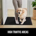 GORILLA GRIP 100% Waterproof All-Season WeatherMax Doormat US Designed Natural Rubber, Stain and Fade Resistant, Low Profile Indoor Outdoor Door Mats, Easy Clean Patio Mat, 17x29, Black Stripe