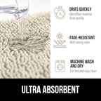 GORILLA GRIP Bath Rug Mat 44x26, Thick Absorbent Chenille, Quick Dry Microfiber Mats, Rubber Backing Washable Shower Floor Rugs, Bathmat Runner, US Designed Bathroom Home Decor Accessories Dusty Cloud