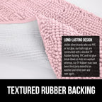 GORILLA GRIP Plush Absorbent Shaggy Chenille Bath Rug Mat for Oval Toilet Base with Rubber Backing, Machine Washable Rugs, Soft Microfiber Contour Mats for Toilets, Bathroom Decor, Lt Pink