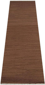 Rugsotic Carpets Hand Woven Flat Weave Kilim Wool 2'6''x6' Runner Area Rug Solid Light Brown D00111
