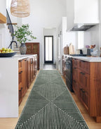 GLN Rugs Contemporary Collection - Machine Washable Area Rug, Contemporary Washable, Non Slip, Low Pile Chenille Rug, Living Room, Bedroom, Kitchen Rug (2'6" x 10' Beige Green)