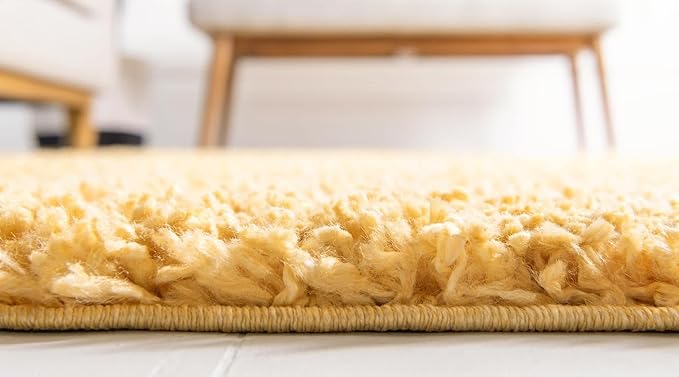 Unique Loom Davos Shag Collection Area Rug - Solid (2' 7" x 20' Runner, Sun Yellow)