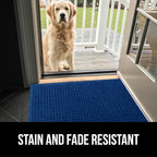 GORILLA GRIP Front Door Mat, 47x35, Indoor Outdoor Ultra Absorbent HydroAbsorb Doormat, Absorbs Up to 6 Cups of Water, Stain and Fade Resistant, Rubber Backing Doormats, Captures Dirt, Blue