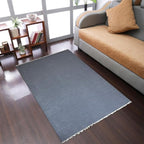 Rugsotic Carpets Hand Woven Flat Weave Kilim Wool ECO-Friendly Area Rugs - 5'x8', Rectangle Shape, Light Charcoal Color, Solid Plain Design, Low Pile Handmade Rugs for Living Room (D00111)