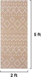 Hallway Runner Rug 2x5, Washable Kitchen Runners Non Slip, Ultra Thin Entryway Floor Mat Fit Under Door, Soft Low Pile Cotton Boho Carpet for Laundry Outdoor Bedroom