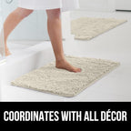 GORILLA GRIP Bath Rug Mat 60x24, Thick Absorbent Chenille, Quick Dry Microfiber Mats, Rubber Backing Washable Shower Floor Rugs, Bathmat Runner, US Designed Bathroom Home Decor Accessories Dusty Cloud