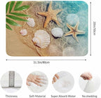 Palm Starfish Seashell Bath Mats for Bathroom Summer Beach Sea Sand Water Floor Bath Rugs Machine Washable Bathmat Carpet Rug Room Decor for Shower Floor 20 X 31 Inch Mat