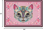 Cartoon Animal Pattern Area Rug Cute Cat Luxury Floral Decor for Carpet Farmhouse Bedroom Living Room Rugs Bathroom Kitchen Runner Mat Indoor Outdoor Non Slip Doormat 1.3' X 2'