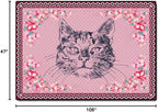 Cartoon Animal Pattern Area Rug Cute Cat Luxury Floral Decor for Carpet Farmhouse Bedroom Living Room Rugs Bathroom Kitchen Runner Mat Indoor Outdoor Non Slip Doormat 4' X 9'