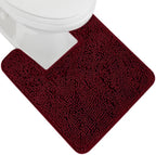 GORILLA GRIP Plush Absorbent Shaggy Chenille Bath Rug Mat for Square Toilet Base with Rubber Backing, Machine Washable Rugs, Soft Microfiber Contour Mats for Toilets, Bathroom Decor, Burgundy