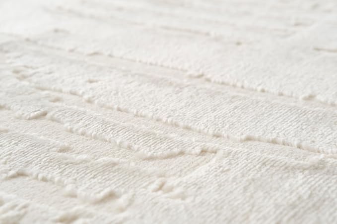 Revival Rugs Ebb 6'7"x9' Washable Area Rug for Living Room Bedroom - 100% Recycled Oeko-TEX Certified, Medium Pile, Beige, Cream