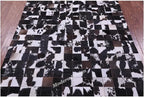 Modern Design Premium Cowhide Leather Carpet with Chevron Pattern, Area Rug (Brown/White-2, 9x12)