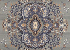 Home Dynamix Premium Sakarya Traditional Medallion Border Area Rug, Silver, 21"x35" Rectangle