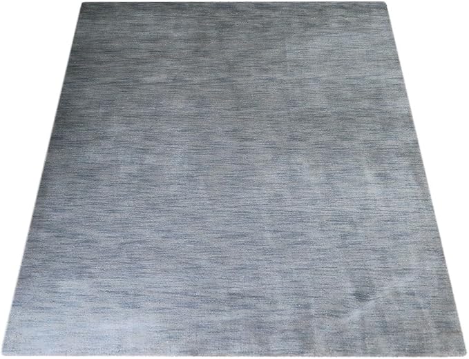Hand Knotted Loom Wool ECO-Friendly Area Rugs - 10'x13', Rectangle, Light Blue Color, Solid Plain Design, High Pile Thick Handmade Anti Skid Rugs for Living Room (L00111)
