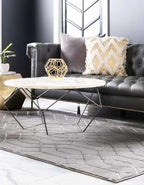 Unique Loom Glam Collection Area Rug - Trellis (6' 1' x 9' Rectangle, Gray Silver/ Silver)