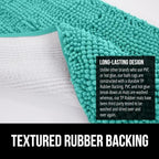 GORILLA GRIP Plush Absorbent Shaggy Chenille Bath Rug Mat for Square Toilet Base with Rubber Backing, Machine Washable Rugs, Soft Microfiber Contour Mats for Toilets, Bathroom Decor, Turquoise