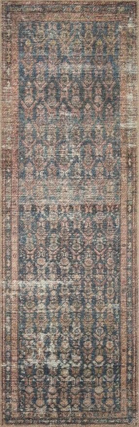 Loloi Amber Lewis Billie Collection, Ocean & Brick 6'-0" x 9'-0" Area Rug – Antique & Distressed Accent Rugs for Living Room, Bedroom, Entryway & Hallway, No Shed High Traffic Area Home Decor Rug