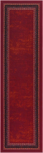 Antep Rugs Alfombras Bordered Modern 2x7 Non-Slip (Non-Skid) Low Pile Rubber Backing Indoor Area Runner Rug (Maroon Red, 2' x 7')