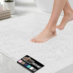 GORILLA GRIP Bath Rug Mat 44x26, Thick Soft Absorbent Chenille, Quick Dry Microfiber Mats, Rubber Backing Washable Shower Floor Rugs, Bathmat Runner, US Designed Bathroom Home Decor Accessories White