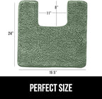 GORILLA GRIP Plush Absorbent Shaggy Chenille Bath Rug Mat for Square Toilet Base with Rubber Backing, Machine Washable Rugs, Soft Microfiber Contour Mats for Toilets, Bathroom Decor, Sage