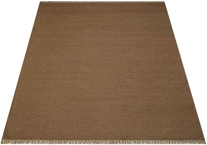 Rugsotic Carpets Hand Woven Flat Weave Kilim Wool 4'x6' Area Rug Solid Cream D00111