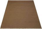 Rugsotic Carpets Hand Woven Flat Weave Kilim Wool ECO-Friendly Area Rugs - 3'x5', Rectangle Shape, Cream Color, Solid Plain Design, Low Pile Handmade Area Rugs for Living Room, Bed Room (D00111)