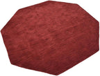 Hand Knotted Loom Wool ECO-Friendly Area Rugs - 8'x8', Octagon, Red Color, Solid Plain Design, High Pile Thick Handmade Anti Skid Area Rugs for Living Room, Bed Room (L00111)
