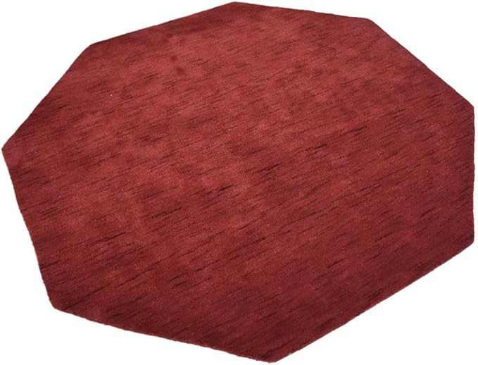 Hand Knotted Loom Wool ECO-Friendly Area Rugs - 10'x10', Octagon, Red Color, Solid Plain Design, High Pile Thick Handmade Anti Skid Area Rugs for Living Room, Bed Room (L00111)
