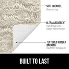 GORILLA GRIP Bath Rug Mat 60x24, Thick Absorbent Chenille, Quick Dry Microfiber Mats, Rubber Backing Washable Shower Floor Rugs, Bathmat Runner, US Designed Bathroom Home Decor Accessories Dusty Cloud