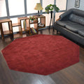 Hand Knotted Loom Wool ECO-Friendly Area Rugs - 6'x6', Octagon, Red Color, Solid Plain Design, High Pile Thick Handmade Anti Skid Area Rugs for Living Room, Bed Room (L00111)