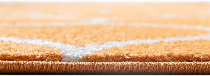 Rugs.com Lattice Frieze Collection Rug – 3' Round Orange Medium Rug Perfect for Kitchens, Dining Rooms