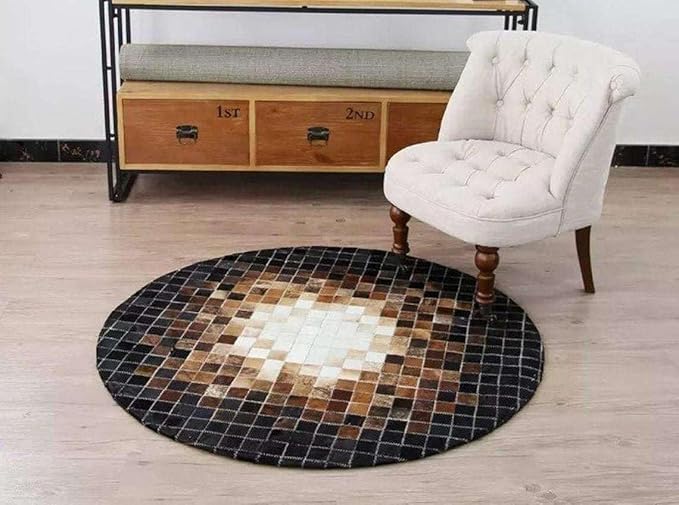 Round Ethnic Rug for Living Room | Handcrafted Designer Floor Carpet with Central Mandala Pattern | Traditional Decorative Area Mat for Home Décor(Brown_10x10)