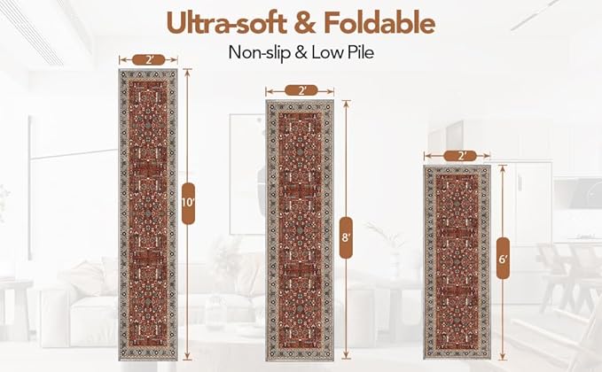 Washable Hallway Runner Rugs 2x6 Stain Resistance Runners for Hallways Entrance Non-Slip Runner Rugs