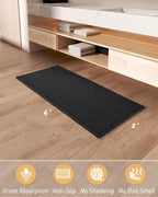 AMOAMI Upgraded Waffle Runner Rug Super Absorbent Non Slip Bath Mats for Bathroom Machine Washable Bathroom Runner Rug with Tassels, Ideal for Hallway Bedroom Laundry Room, 2'x 4'(24" x 48"), Black
