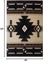 YHSF South West Native American Area Rug C318 - Easy Clean, Thick, Soft, Durable Native Tribal American Indian Inspired Rug for Bedroom/Living Room and More - Berber, 8 Feet x 10 Feet