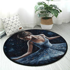 Washable Small Round Area Rug with Non-Slip Backing and Ballerina Painting Perfect for Indoor or Outdoor Use in Living Room, Bedroom, or Office
