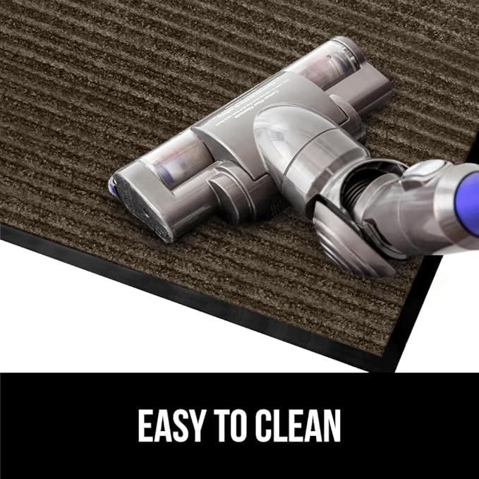 GORILLA GRIP Waterproof Traffic Guard Door Mat, 2 Pack Heavy Duty Entryway Mats, Strong Rubber Back Commercial Utility Rugs for Office Hallway, Garage Floor and Home, Low Profile Carpet, 35x23, Brown