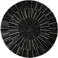 Sn Alef Home Round Designer Rug for Living Room | Handcrafted Black & White Boho Floor Carpet | Modern Ethnic Circular Mat for Home Décor & Meditation Space (Black_6x6)