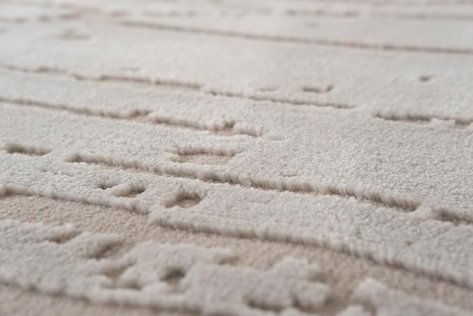 Revival Rugs Ebb 6'7"x9' Washable Area Rug for Living Room Bedroom - 100% Recycled Oeko-TEX Certified, Medium Pile, Taupe