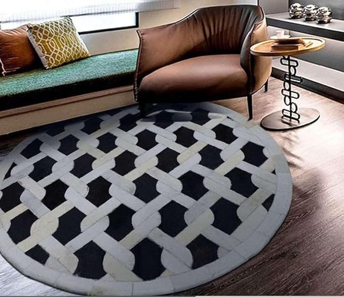 Geometric Lattice Area Rug – Modern Designer Pattern Carpet for Living Room, Bedroom & Office – Anti-Slip Soft Decorative Rug – Contemporary Floor Mat for Stylish Home Décor (Round-10x10)