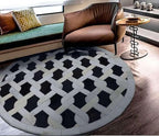 Geometric Lattice Area Rug – Modern Designer Pattern Carpet for Living Room, Bedroom & Office – Anti-Slip Soft Decorative Rug – Contemporary Floor Mat for Stylish Home Décor (Round-4x4)