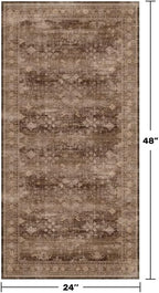 Brown 2x4 Entryway Runner Rugs, Small Runners for Kitchen, Door Mat Indoor Entrance, Bathroom, Non-Slip Low-Pile Washable Stain Resistant, Vintage Taupe Earthy Decor