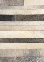 Cowhide Leather Rug for Living Room 8x10, Modern Stripes Style Floor Carpet, Dark Grey Area Rug for Home Decor