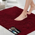 GORILLA GRIP Bath Rug Mat 60x24, Soft Absorbent Chenille, Quick Dry Microfiber Mats, Rubber Backing Washable Shower Floor Rugs, Bathmat Runner, US Designed Bathroom Home Decor Accessories Burgundy