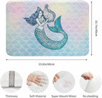 Mermaid with Harp Bath Mat for Bathroom Colorful Fantasy Scales Unicorn Pink Gradient Texture Bath Rugs Door Mat Non Slip Rubber Backed Bathroom Floor Mat for Bathtub Sink Shower 16"X24"