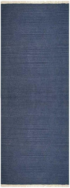 Rugsotic Carpets Hand Woven Flat Weave Kilim Wool 2'6''x6' Runner Area Rug Solid Blue D00111
