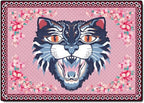 Cartoon Animal Pattern Area Rug Cute Cat Luxury Floral Decor for Carpet Farmhouse Bedroom Living Room Rugs Bathroom Kitchen Runner Mat Indoor Outdoor Non Slip Doormat 5.2' X 7.5'
