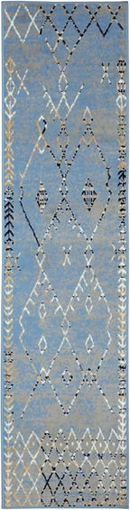Furnish my Place Trellis Pattern Runner Rug - 2 ft. x 8 ft, Light Blue, Bohemian Rug with Transitional Design