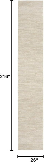 Nourison Home Nourison Essentials Ivory Beige 2'2" x 18' Area Rug - Easy Clean, Non Shedding, Bed Room, Living Room, Dining Room, Kitchen (18' Runner)